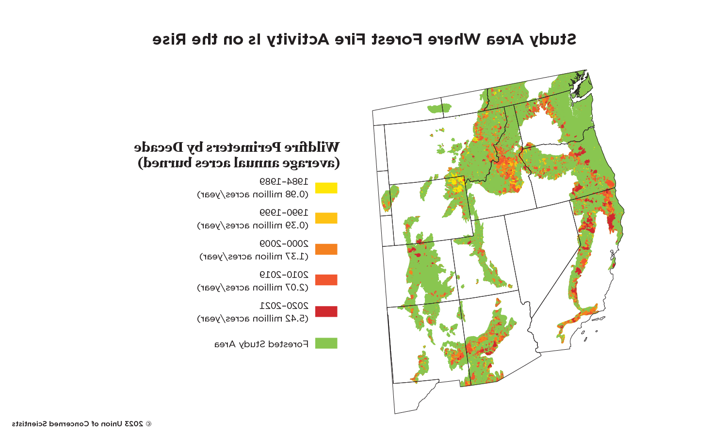 A map showing where fire activity is on the rise